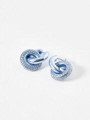 Oliver Bonas blue Renee Matte Interlocked Contrast Inlay Hoop Earrings - Image 1 of 3