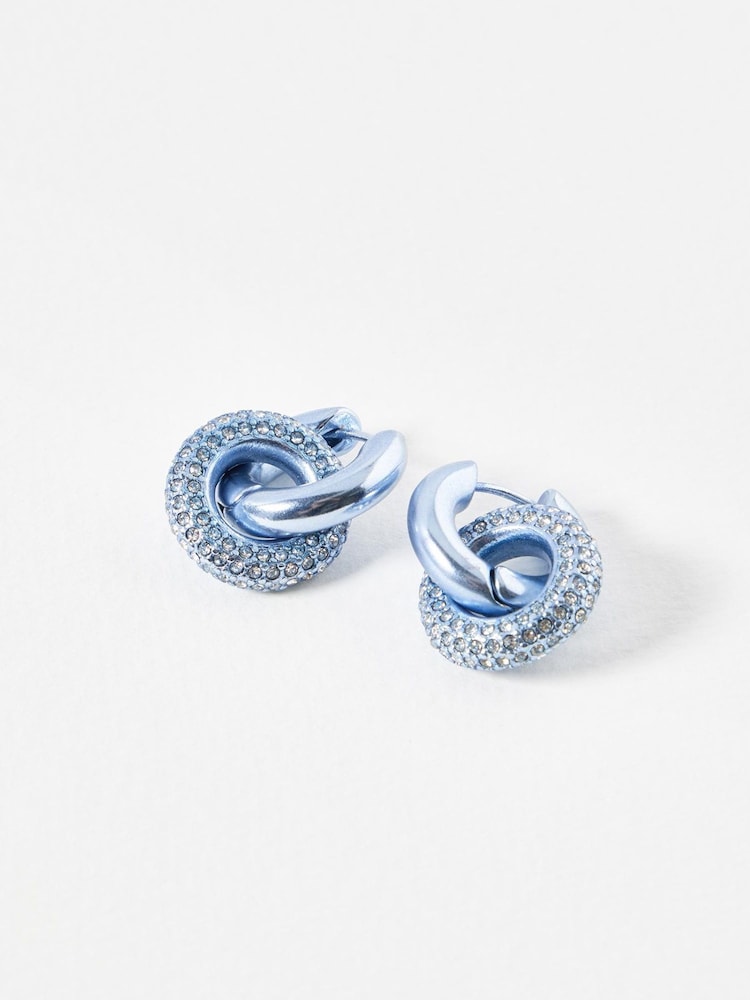 Oliver Bonas blue Renee Matte Interlocked Contrast Inlay Hoop Earrings - Image 1 of 3