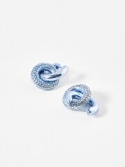 Oliver Bonas blue Renee Matte Interlocked Contrast Inlay Hoop Earrings - Image 2 of 3