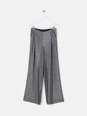 Oliver Bonas Silver Shimmer Metallic Wide Leg Trousers - Image 1 of 6