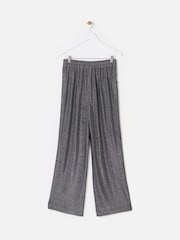 Oliver Bonas Silver Shimmer Metallic Wide Leg Trousers - Image 2 of 6