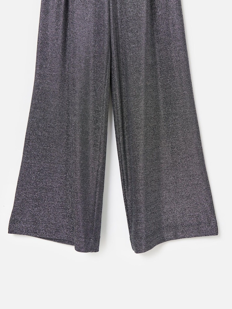 Oliver Bonas Silver Shimmer Metallic Wide Leg Trousers - Image 6 of 6