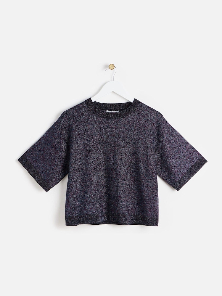 Oliver Bonas Blue Sparkly T-Shirt - Image 1 of 6