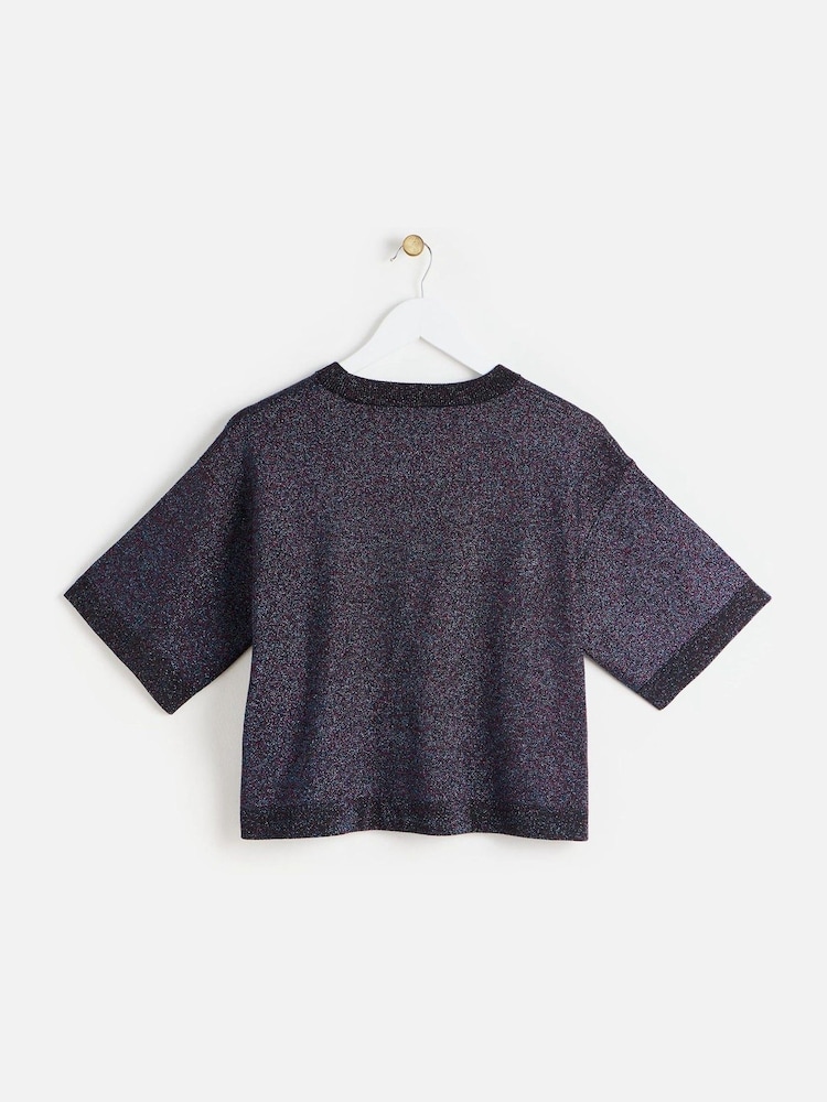 Oliver Bonas Blue Sparkly T-Shirt - Image 2 of 6
