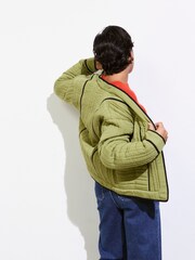 Oliver Bonas Green Linear Quilted Jacket - Image 2 of 9