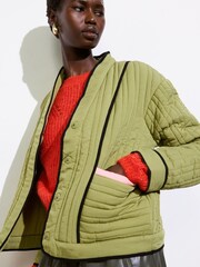 Oliver Bonas Green Linear Quilted Jacket - Image 3 of 9