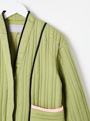 Oliver Bonas Green Linear Quilted Jacket - Image 8 of 9
