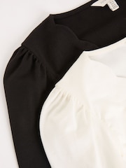 Ivory and Black X2 - Love & Roses Langarm-Jersey-Oberteil mit Muschelkragen - Image 7 of 7