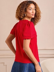 Love & Roses Red Scallop V-Neck T-Shirt - Image 4 of 4