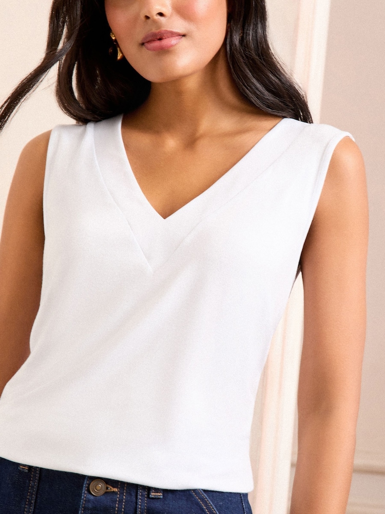 Love & Roses White V-Neck Jersey Vest - Image 2 of 4