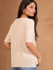 Love & Roses Cream Premium V-Neck Jersey T-Shirt - Image 4 of 4