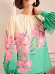 Love & Roses Bluse mit Rundhalsausschnitt und Print - Image 2 of 4
