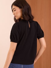 Love & Roses Black Lace Collar Jersey Short Sleeve T-Shirt - Image 4 of 4