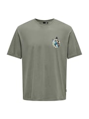 Only & Sons Grey 100% Cotton Graphic Logo T-Shirt - Image 6 of 8