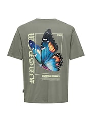 Only & Sons Grey 100% Cotton Graphic Logo T-Shirt - Image 7 of 8
