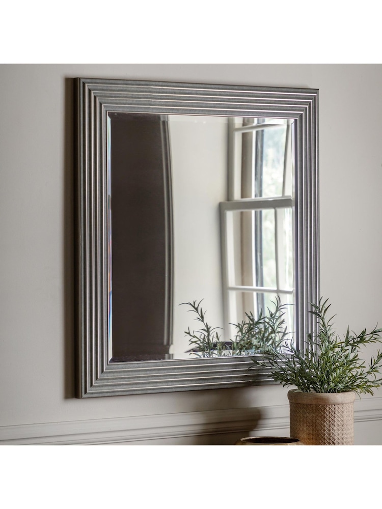 Gallery Home Silver Wells Square Mirror - Image 1 of 3