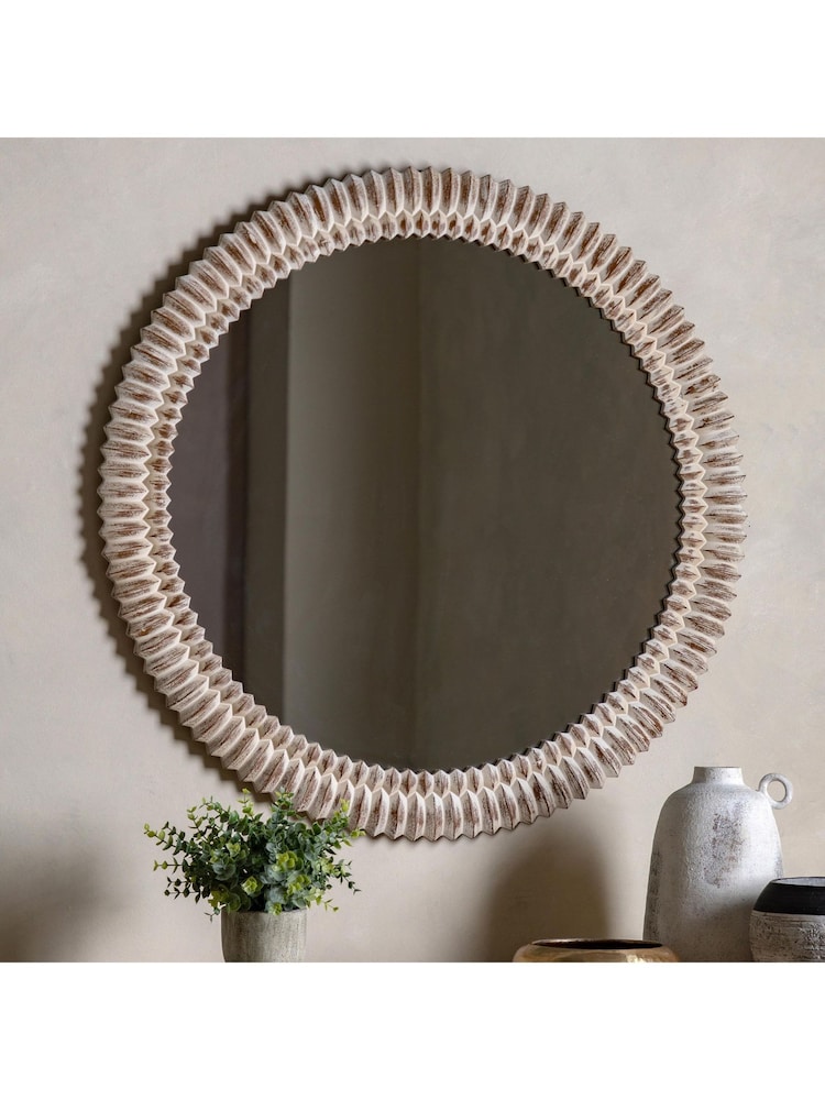 Gallery Home White Lyle Round Mirror - Image 1 of 6
