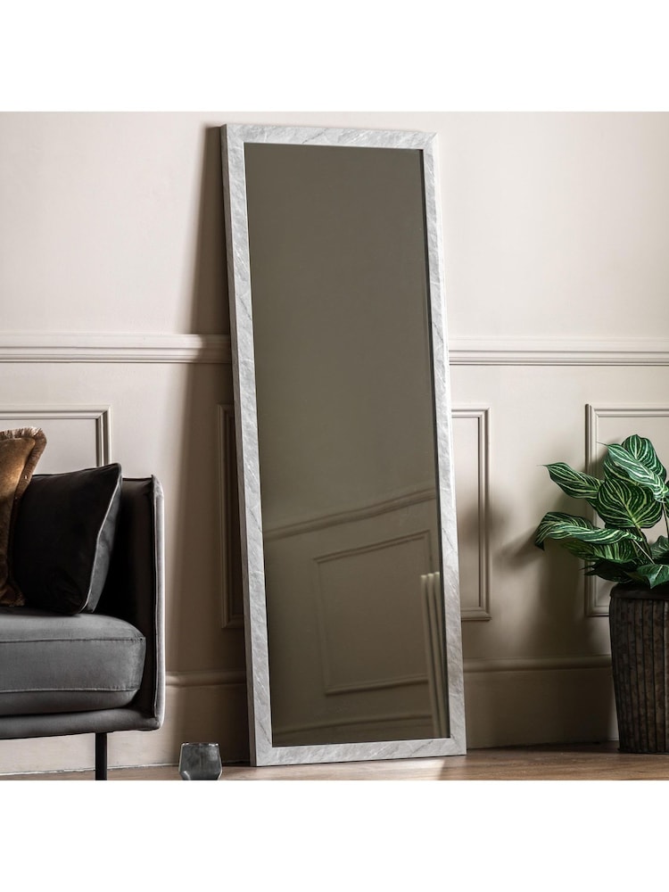 Gallery Home White Wesson Tall Marbled Mirror - Image 1 of 6