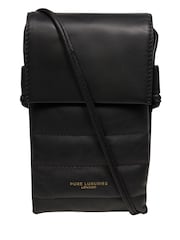 Pure Luxuries London Chloe Leather Cross Body Phone Black Bag - Image 3 of 7