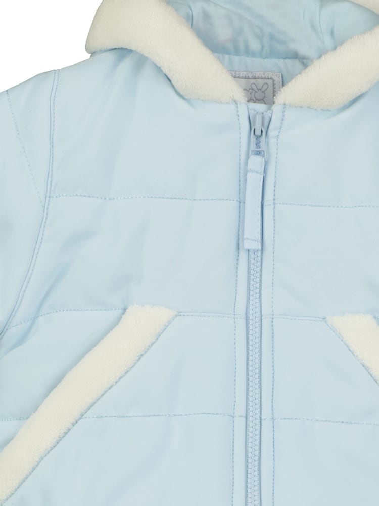 Emile Et Rose Blue Ivory Faux Fur Hood And Pocket Trim Microfibre Jacket - Image 4 of 4