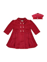 Emile et Rose Red Velour padded Coat with pleats & Beret - Image 2 of 5