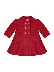 Emile et Rose Red Velour padded Coat with pleats & Beret - Image 3 of 5