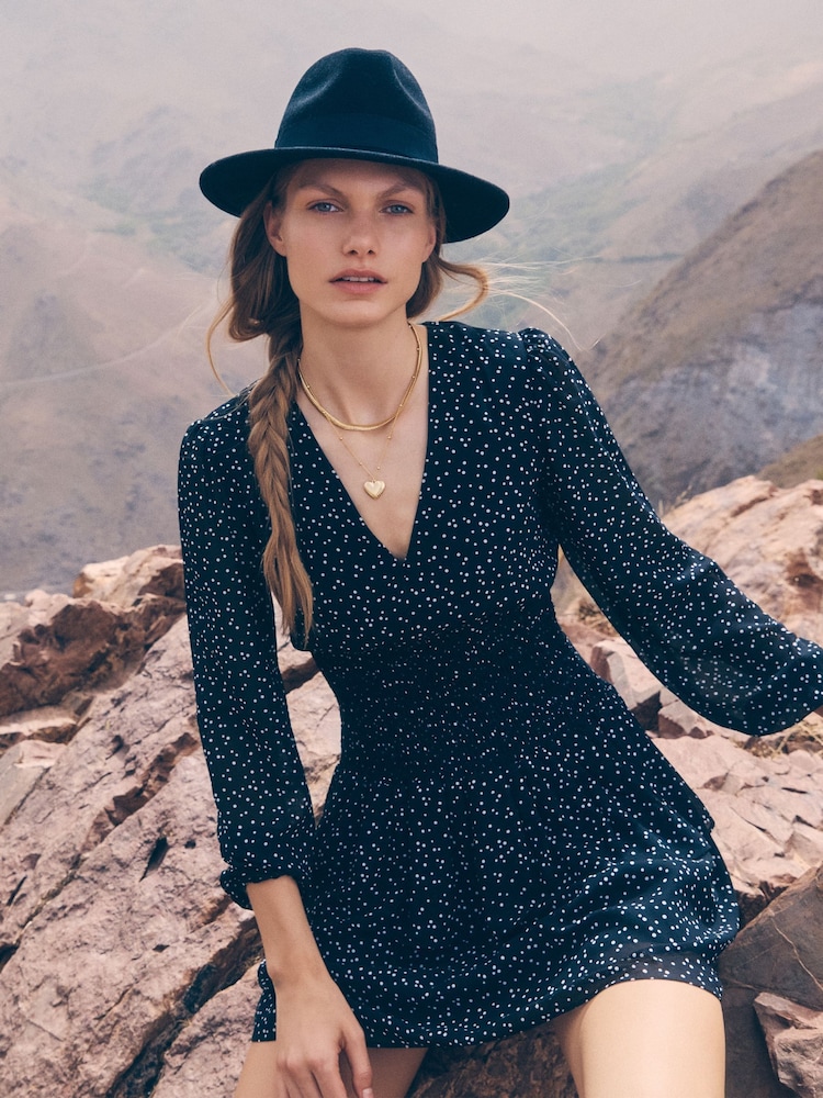 Apricot Black Spot Smock and Layer Tiered Dress - Image 1 of 5