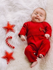 Emile ET Rose Red 100% Cotton Knit All-In-One With Tartan Bow & Hat - Bild 1 von 6