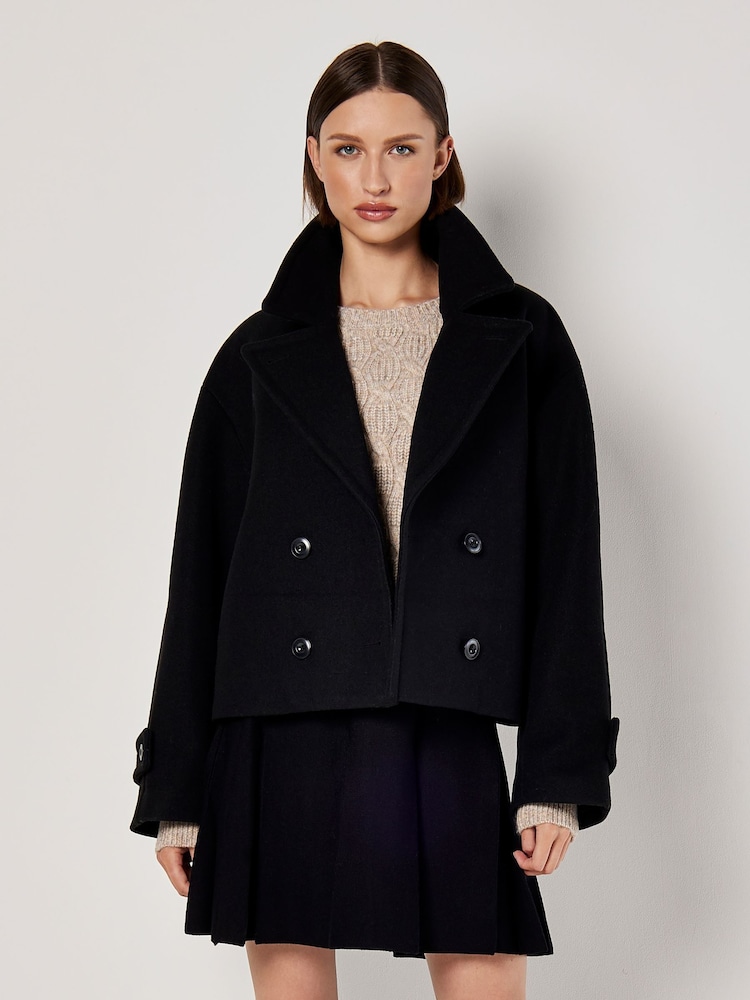 Apricot Black Pea Coat - Image 2 of 6 Apricot Black Pea Coat - Image 2 of 6