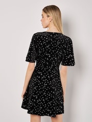 Apricot Black Button Through Star Velvet Dress - Image 4 of 4