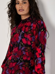 Apricot Red Ornate Floral Halter Neck Midaxi Dress - Image 3 of 4