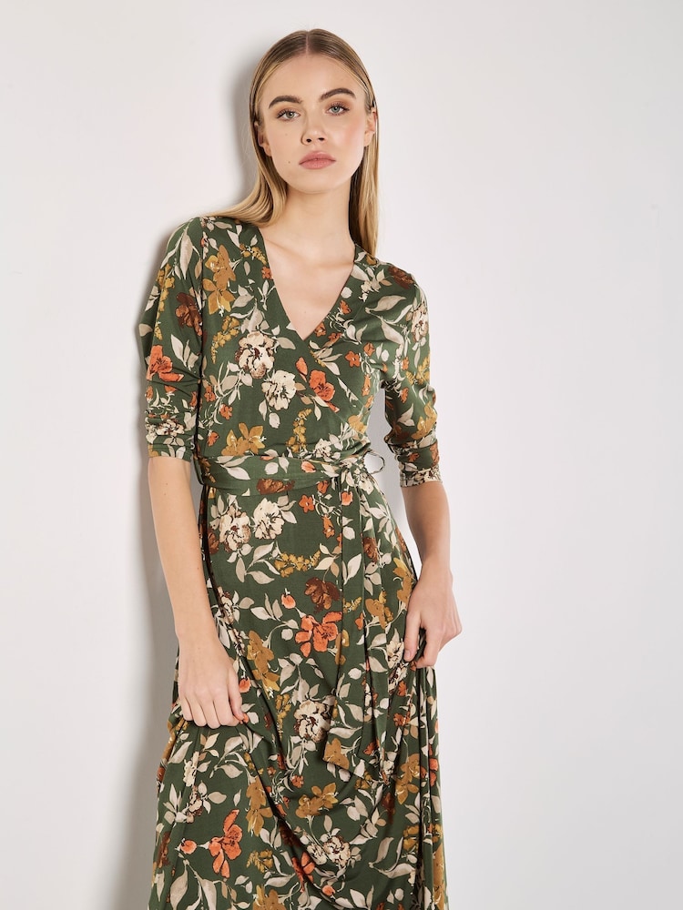 Apricot Green Colourful Leaves and Blooms Dress - Image 2 of 4