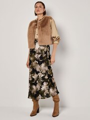 Apricot Brown Faux Fur Cropped Gilet - Image 3 of 5
