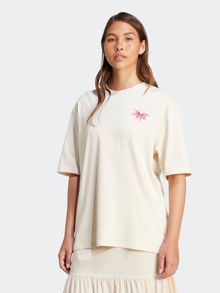 adidas Originals White Oversize Graphic 100% Cotton T-Shirt - Image 1 of 6