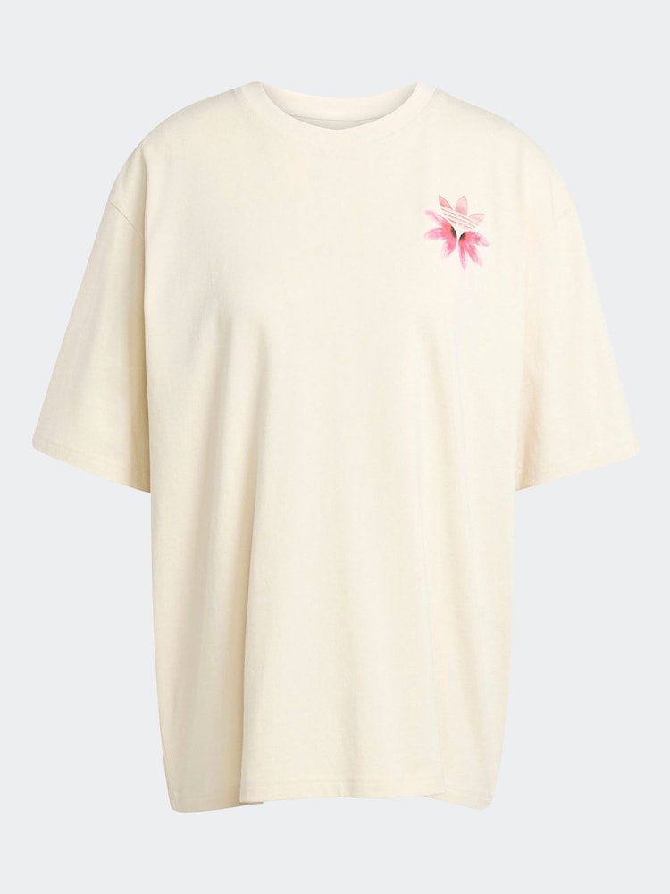 adidas Originals White Oversize Graphic 100% Cotton T-Shirt - Image 6 of 6
