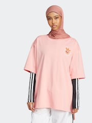 adidas Originals Pink Oversize Graphic 100% Cotton T-Shirt - Image 1 of 5
