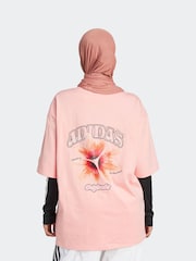 adidas Originals Pink Oversize Graphic 100% Cotton T-Shirt - Image 2 of 5