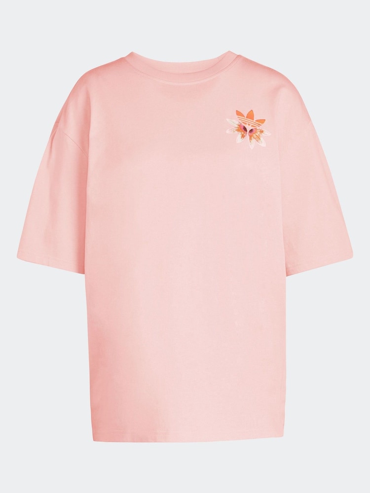 adidas Originals Pink Oversize Graphic 100% Cotton T-Shirt - Image 5 of 5