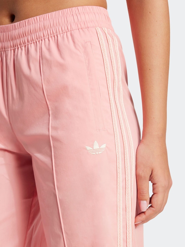 Buy adidas Originals Pink Crochet Stripe Wide Leg Trousers from