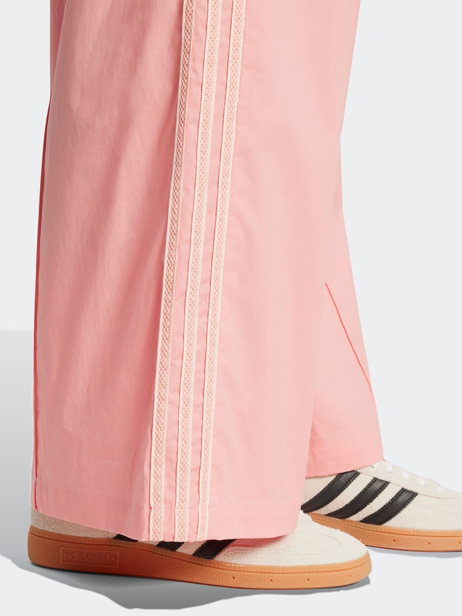 Buy adidas Originals Pink Crochet 3 Stripe Wide Leg Trousers from