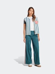 adidas Originals Green Crochet 3 Stripe Wide Leg Trousers - Image 3 of 5