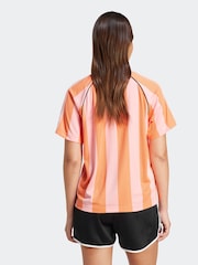 Rosa/naranja - adidas Originals Loose Fit Crochet 3 Stripe T-Shirt - Imagen 2 de 6