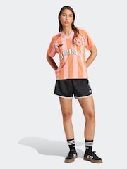 Rosa/naranja - adidas Originals Loose Fit Crochet 3 Stripe T-Shirt - Imagen 3 de 6