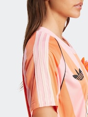 Rosa/naranja - adidas Originals Loose Fit Crochet 3 Stripe T-Shirt - Imagen 5 de 6