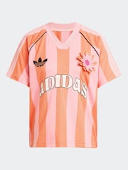 Rosa/naranja - adidas Originals Loose Fit Crochet 3 Stripe T-Shirt - Imagen 6 de 6