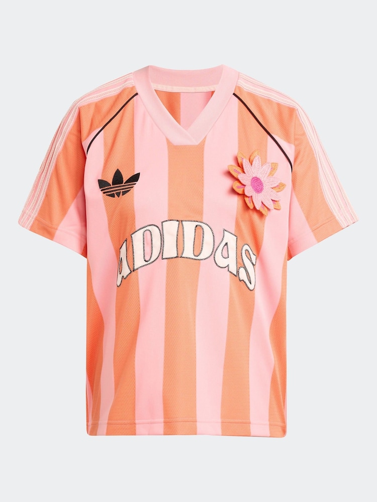Rosa/naranja - adidas Originals Loose Fit Crochet 3 Stripe T-Shirt - Imagen 6 de 6
