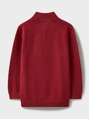 Crew Clothing Company Red 100% Cotton Heritage Half Zip Knit Sweatshirt - Image 2 of 3