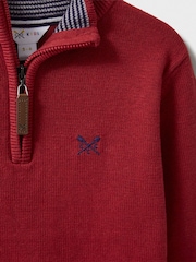 Crew Clothing Company Red 100% Cotton Heritage Half Zip Knit Sweatshirt - Image 3 of 3
