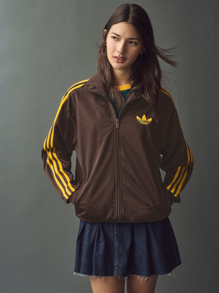 adidas Originals Brown/Yellow Firebird Classic Loose Jacket - Image 1 of 9 adidas Originals Brown/Yellow Firebird Classic Loose Jacket - Image 1 of 9