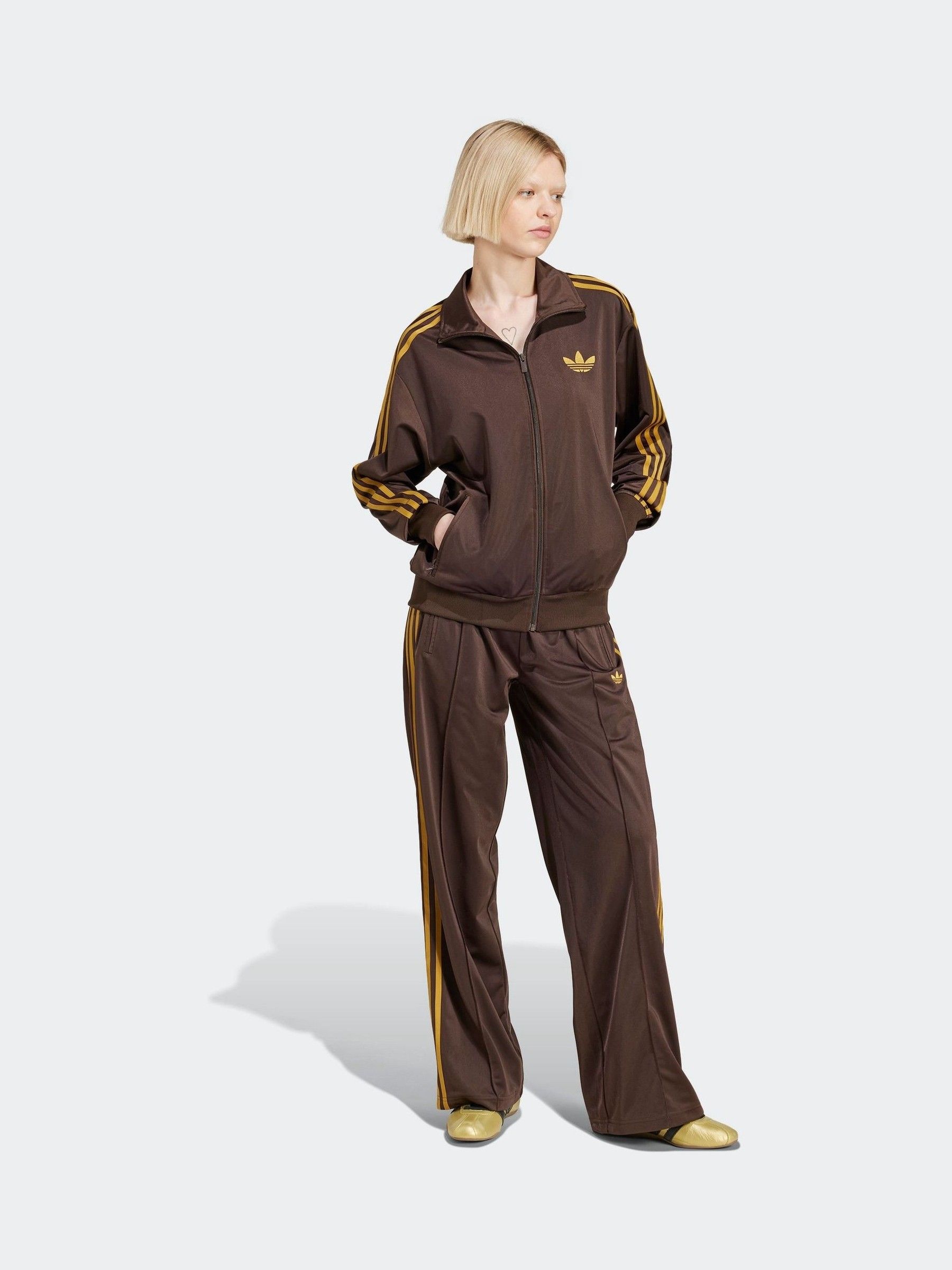 adidas nylon brown set up 90s トレフォイルロゴ Buy adidas Originals Brown/Yellow Firebird Classic Loose Jacket